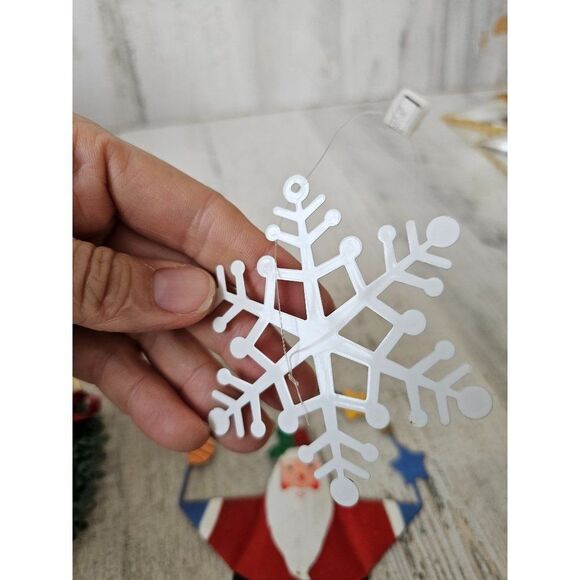 Metal wreath Santa star snowflake Bell ornament Xmas set green - Picture 8 of 9